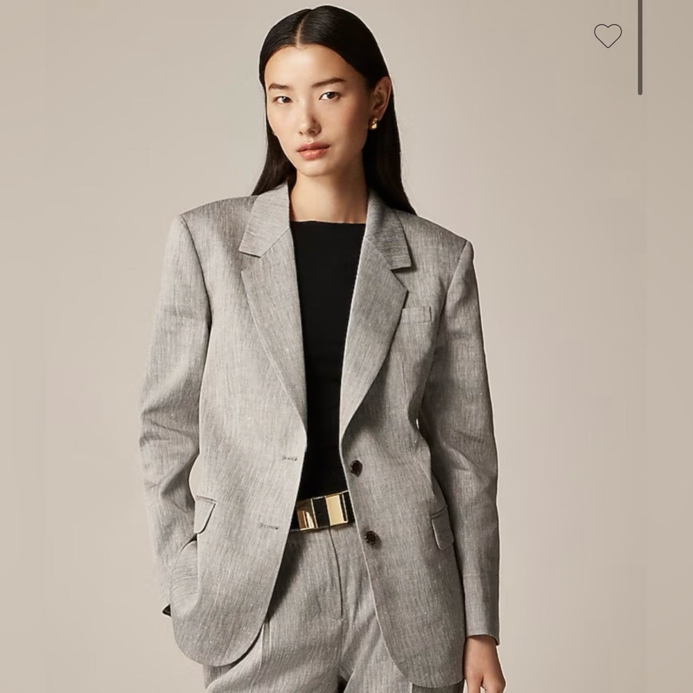 J.Crew Classic two-button blazer in herringbone linen blend, size 6